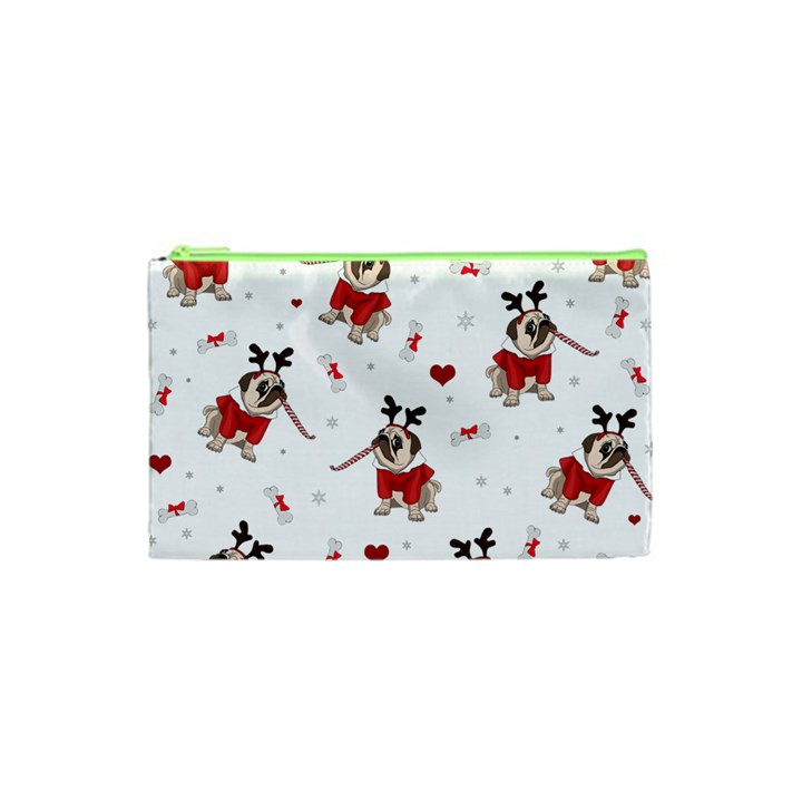 Pug Xmas Pattern Cosmetic Bag (XS)