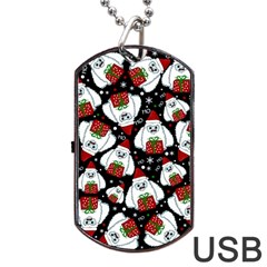 Yeti Xmas Pattern Dog Tag Usb Flash (two Sides) by Valentinaart