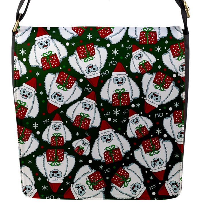 Yeti Xmas pattern Flap Messenger Bag (S)