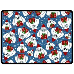 Yeti Xmas Pattern Double Sided Fleece Blanket (large)  by Valentinaart