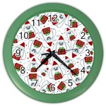 Yeti Xmas pattern Color Wall Clocks Front