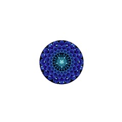 Accordant Electric Blue Fractal Flower Mandala 1  Mini Magnets by jayaprime