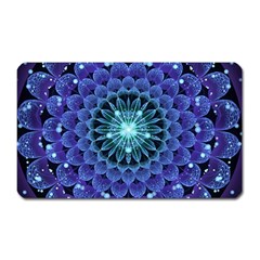 Accordant Electric Blue Fractal Flower Mandala Magnet (rectangular) by jayaprime