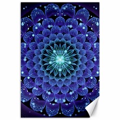 Accordant Electric Blue Fractal Flower Mandala Canvas 12  X 18   by jayaprime