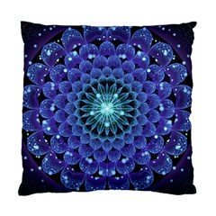 Accordant Electric Blue Fractal Flower Mandala Standard Cushion Case (two Sides) by jayaprime