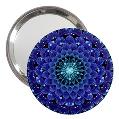 Accordant Electric Blue Fractal Flower Mandala 3  Handbag Mirrors by jayaprime
