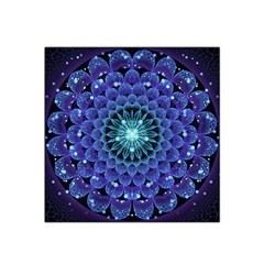 Accordant Electric Blue Fractal Flower Mandala Satin Bandana Scarf by jayaprime
