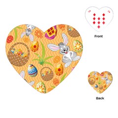 Easter Bunny And Egg Basket Playing Cards (heart)  by allthingseveryone