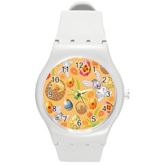 Easter Bunny And Egg Basket Round Plastic Sport Watch (m) by allthingseveryone