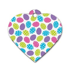 Polka Dot Easter Eggs Dog Tag Heart (one Side) by allthingseveryone