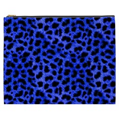 Blue Cheetah Print  Cosmetic Bag (xxxl)  by allthingseveryone