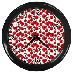 Red Flowers Wall Clocks (black) by allthingseveryone