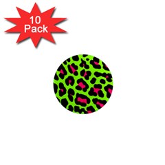 Neon Green Leopard Print 1  Mini Magnet (10 Pack)  by allthingseveryone