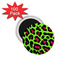 Neon Green Leopard Print 1 75  Magnets (100 Pack)  by allthingseveryone