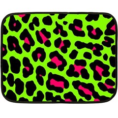 Neon Green Leopard Print Fleece Blanket (mini) by allthingseveryone