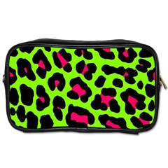 Neon Green Leopard Print Toiletries Bags by allthingseveryone