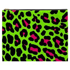 Neon Green Leopard Print Cosmetic Bag (xxxl)  by allthingseveryone