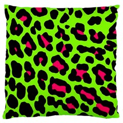 Neon Green Leopard Print Large Flano Cushion Case (two Sides) by allthingseveryone