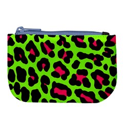 Neon Green Leopard Print Large Coin Purse by allthingseveryone