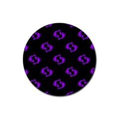 Purple Pisces On Black Background Rubber Round Coaster (4 Pack)  by allthingseveryone