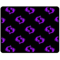 Purple Pisces On Black Background Double Sided Fleece Blanket (medium)  by allthingseveryone