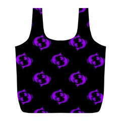 Purple Pisces On Black Background Full Print Recycle Bags (l)  by allthingseveryone