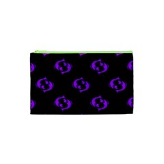 Purple Pisces On Black Background Cosmetic Bag (xs)