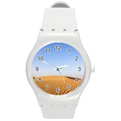 Desert Dunes With Blue Sky Round Plastic Sport Watch (m) by Ucco