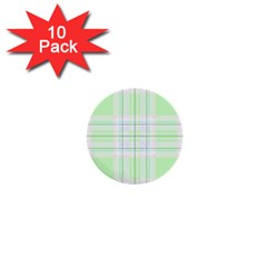 Green Pastel Plaid 1  Mini Buttons (10 Pack)  by allthingseveryone