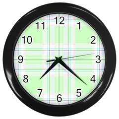 Green Pastel Plaid Wall Clocks (black) by allthingseveryone