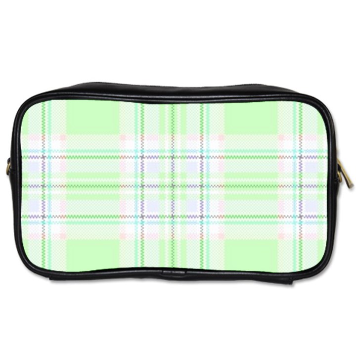 Green Pastel Plaid Toiletries Bags 2-Side