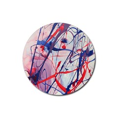 Messy Love Rubber Round Coaster (4 Pack)  by LaurenTrachyArt