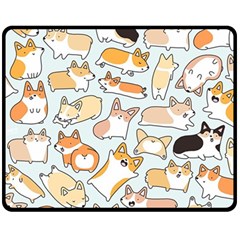 Corgilicious Corgi Doodle Art Double Sided Fleece Blanket (medium)  by Celenk