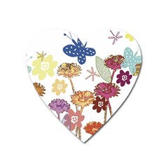 Flowers Butterflies Dragonflies Heart Magnet by Celenk