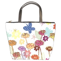 Flowers Butterflies Dragonflies Bucket Bags by Celenk