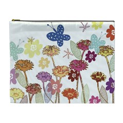 Flowers Butterflies Dragonflies Cosmetic Bag (xl) by Celenk