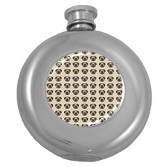 Puppy Dog Pug Pup Graphic Round Hip Flask (5 Oz)