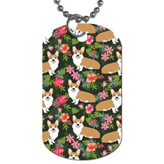 Welsh Corgi Hawaiian Pattern Florals Tropical Summer Dog Dog Tag (one Side) by Celenk