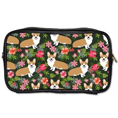 Welsh Corgi Hawaiian Pattern Florals Tropical Summer Dog Toiletries Bags by Celenk