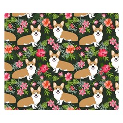 Welsh Corgi Hawaiian Pattern Florals Tropical Summer Dog Double Sided Flano Blanket (small)  by Celenk