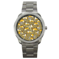 Sleeping Corgi Sport Metal Watch by Celenk