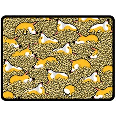 Sleeping Corgi Double Sided Fleece Blanket (large)  by Celenk