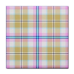 Pink And Yellow Plaid Tile Coasters