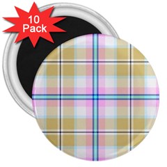 Pink And Yellow Plaid 3  Magnets (10 pack) 