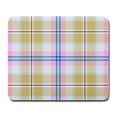 Pink And Yellow Plaid Large Mousepads