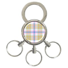 Pink And Yellow Plaid 3-Ring Key Chains