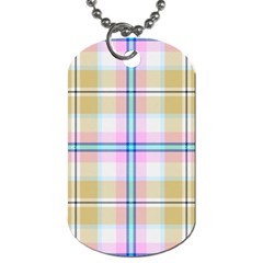 Pink And Yellow Plaid Dog Tag (One Side)