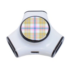 Pink And Yellow Plaid 3-Port USB Hub