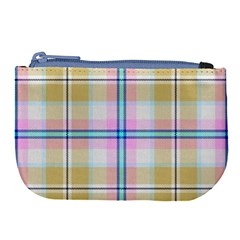 Pink And Yellow Plaid Large Coin Purse