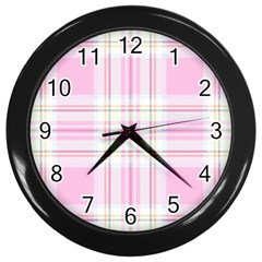 Pink Pastel Plaid Wall Clocks (black) by allthingseveryone